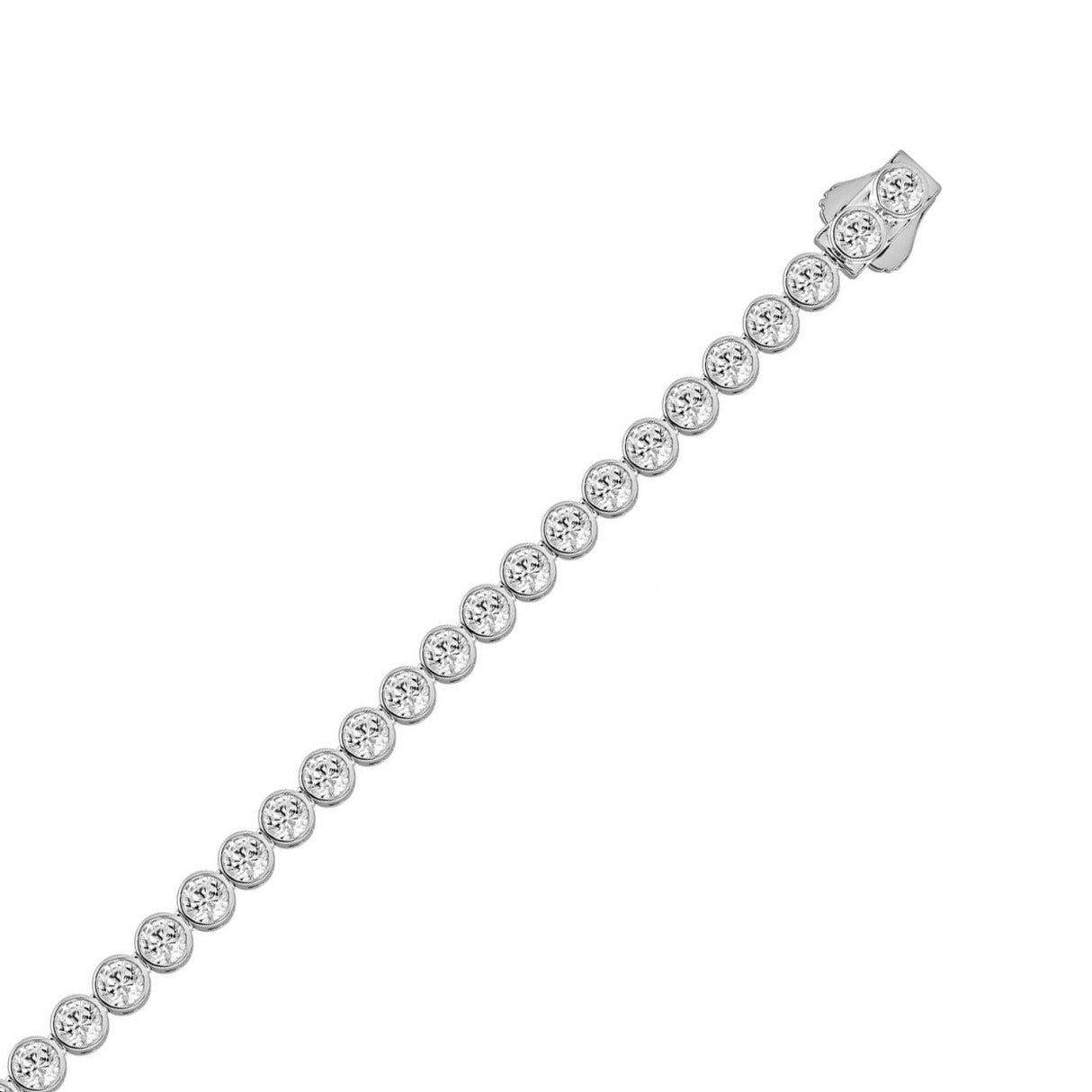 LADIES BRACELET 5.00CT ROUND DIAMOND 14K WHITE GOLD 