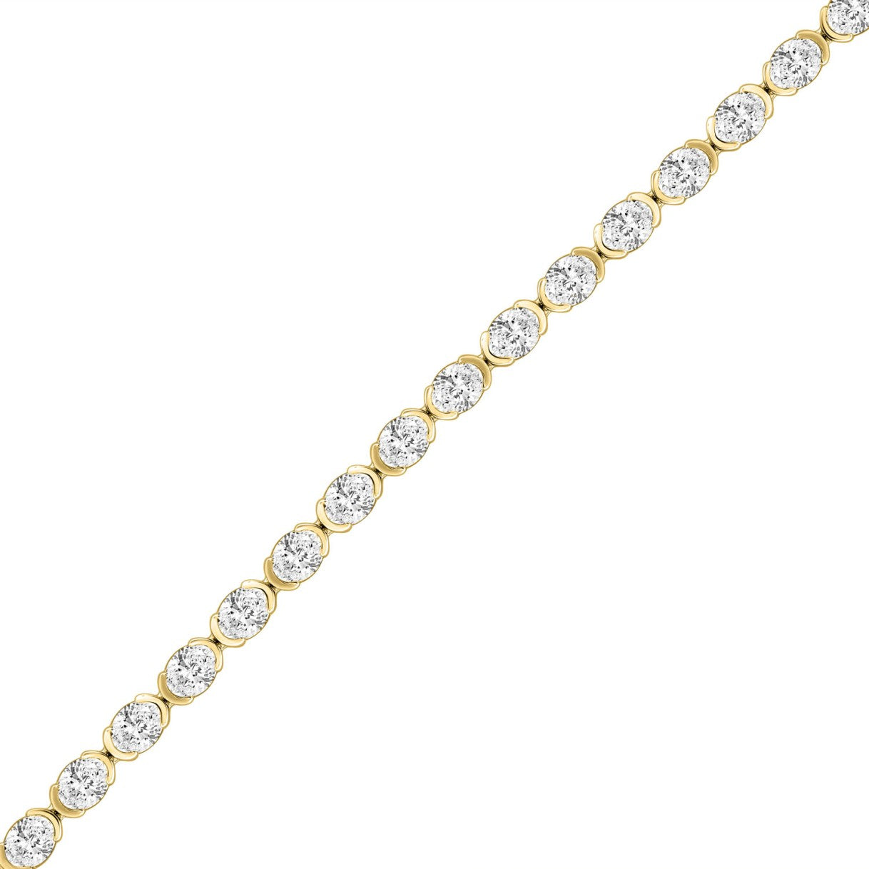 LADIES BRACELET 5.00CT OVAL DIAMOND 14K YELLOW GOLD 