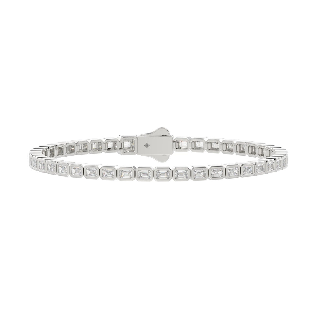 LADIES BRACELET 5.00CT EMERALD DIAMOND 14K WHITE GOLD 