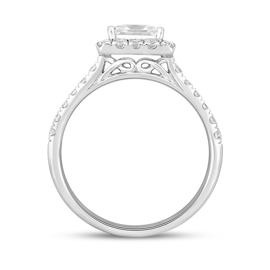 LADIES RING 3/4CT ROUND/PRINCESS DIAMOND 14K WHITE GOLD (CENTER STONE PRINCESS DIAMOND 1/2CT)