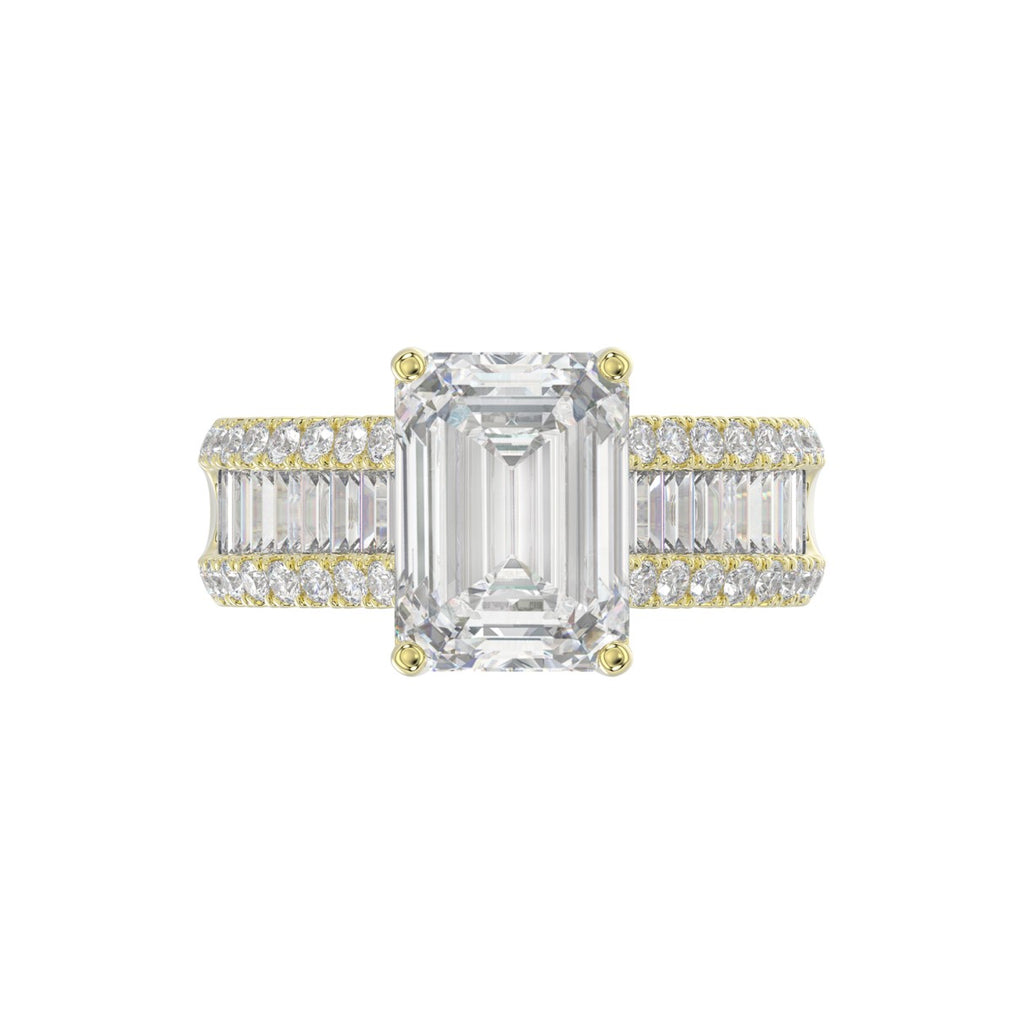 14K YELLOW GOLD 1 1/4CT ROUND/BAGUETTE/RADIANT DIAMOND LADIES RING (CENTER STONE RADIANT DIAMOND 4CT)