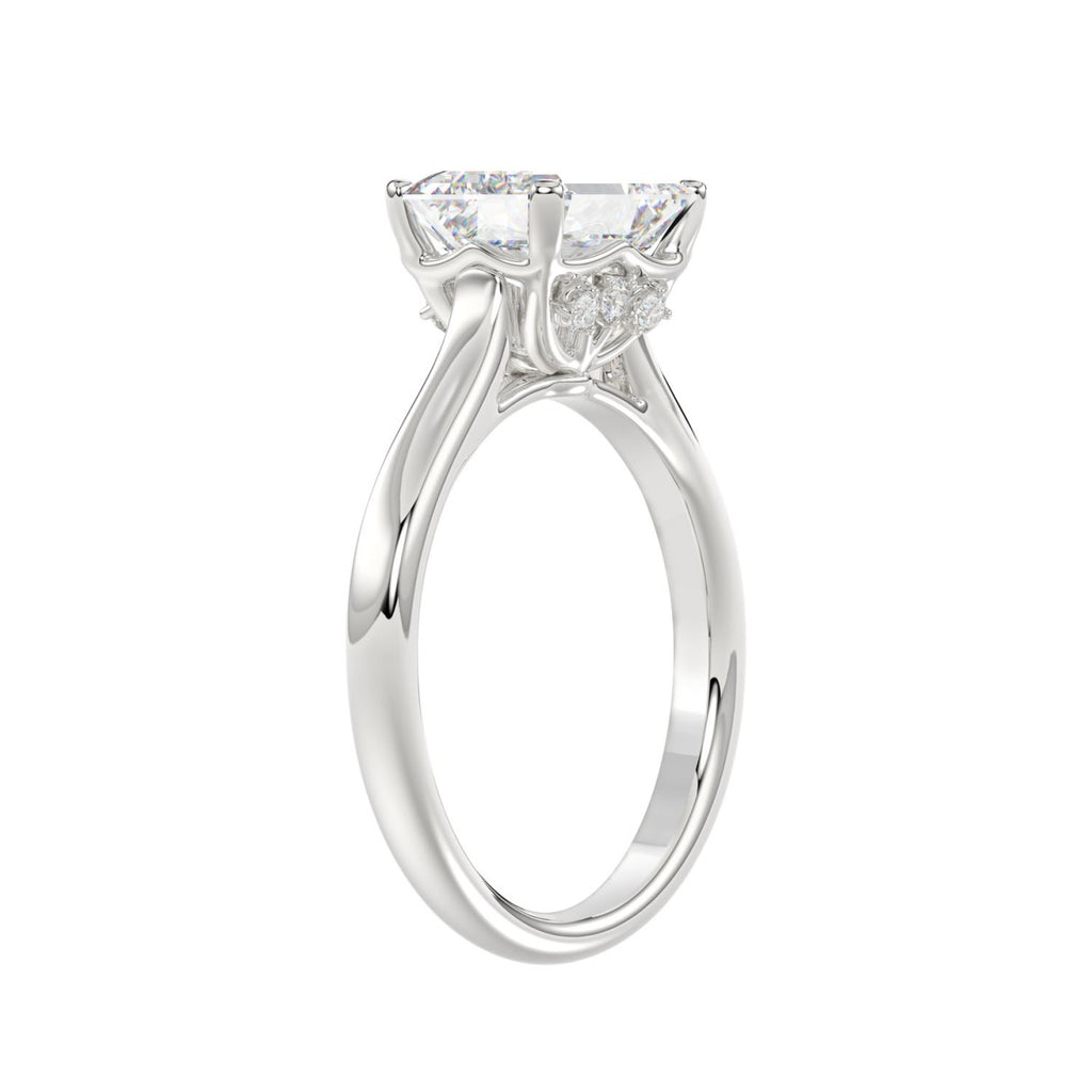 LADIES BRIDAL SET 3 1/2CT ROUND/EMERALD DIAMOND 14K WHITE GOLD (CENTER STONE EMERALD DIAMOND 2.00CT)