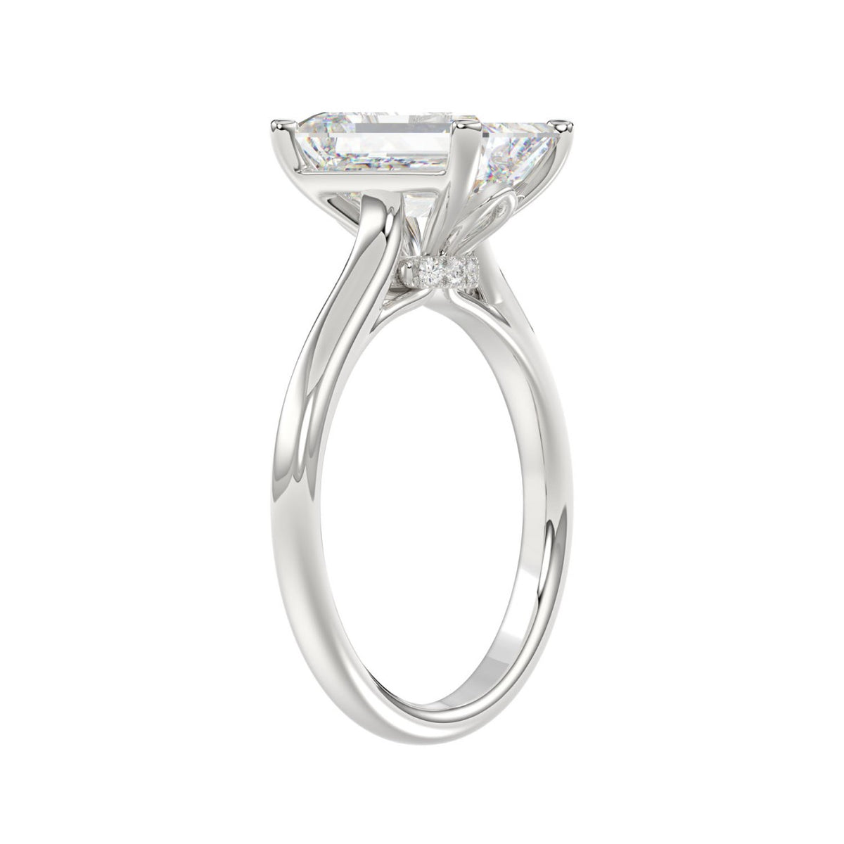 14K WHITE GOLD 3 7/8CT ROUND/EMERALD DIAMOND LADIES BRIDAL SET (CENTER STONE EMERALD DIAMOND 2 1/2CT)