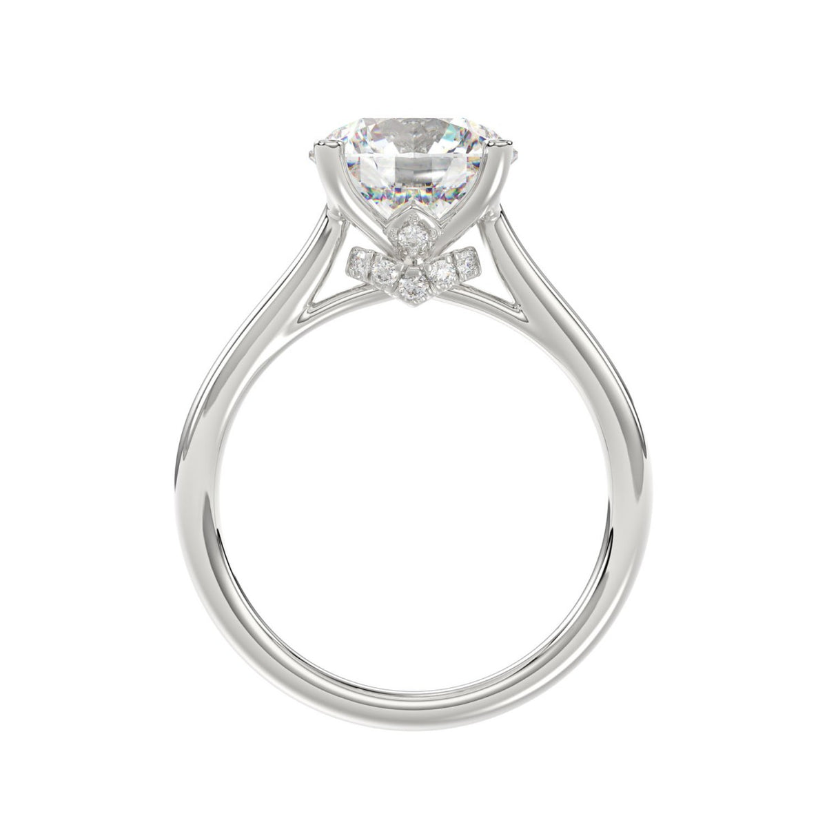 14K WHITE GOLD 4.00CT ROUND DIAMOND LADIES BRIDAL SET (CENTER STONE ROUND DIAMOND 3.00CT)