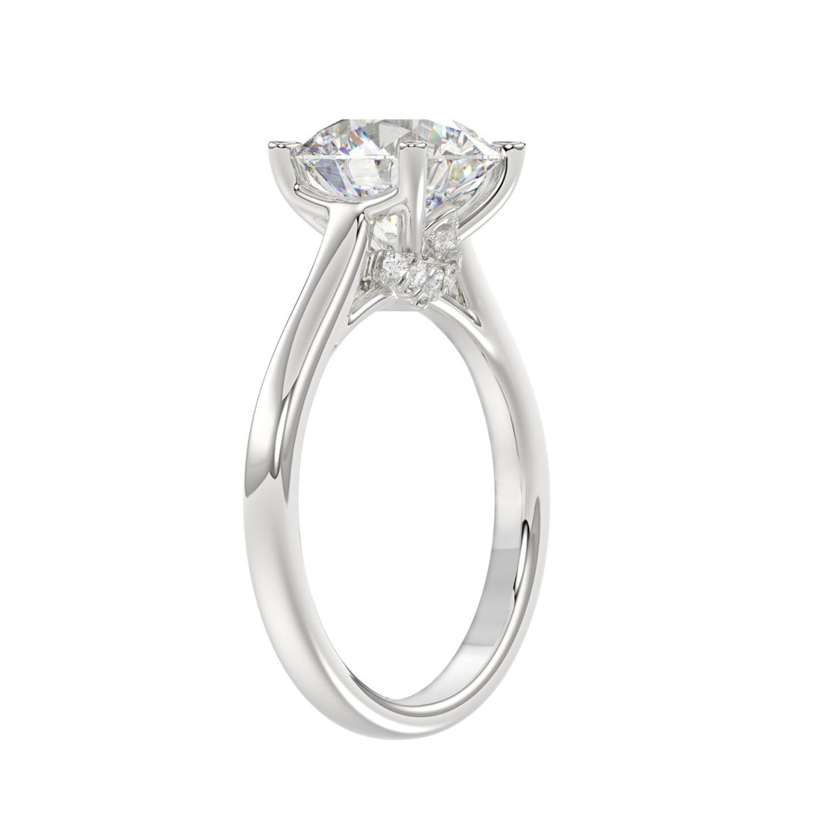 14K WHITE GOLD 4.00CT ROUND DIAMOND LADIES BRIDAL SET (CENTER STONE ROUND DIAMOND 3.00CT)