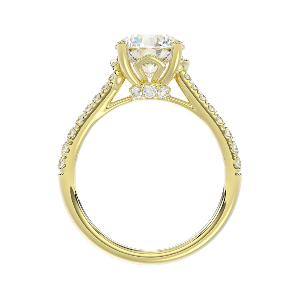 LADIES BRIDAL SET 3 1/2CT ROUND DIAMOND 14K YELLOW GOLD (CENTER STONE ROUND DIAMOND 2.00CT)
