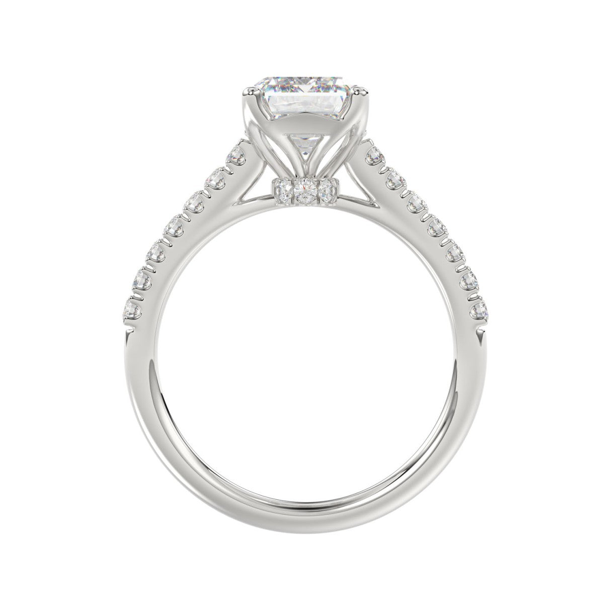 14K WHITE GOLD 5.00CT ROUND/EMERALD DIAMOND LADIES BRIDAL SET (CENTER STONE EMERALD DIAMOND 3.00CT)