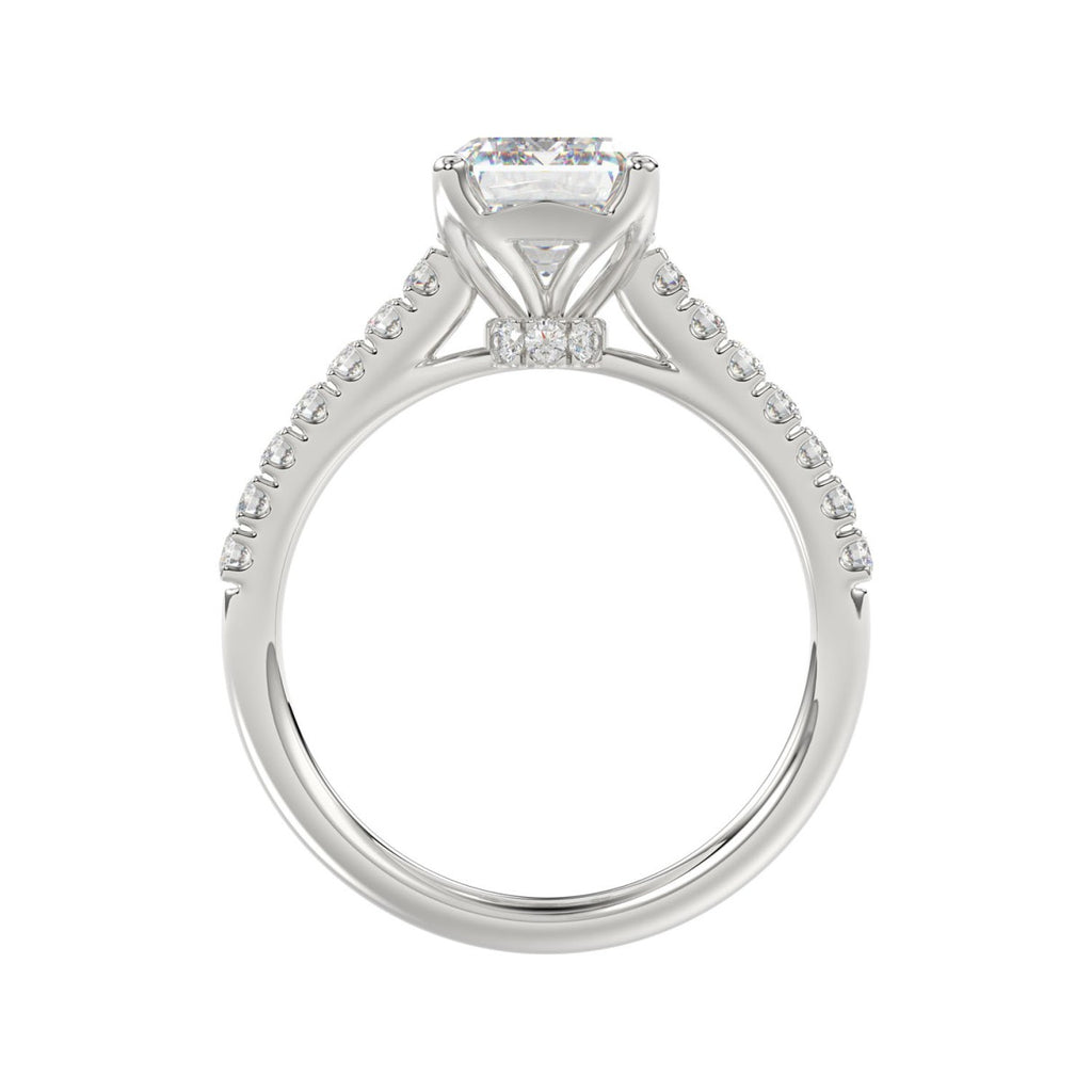 14K WHITE GOLD 5.00CT ROUND/EMERALD DIAMOND LADIES BRIDAL SET (CENTER STONE EMERALD DIAMOND 3.00CT)
