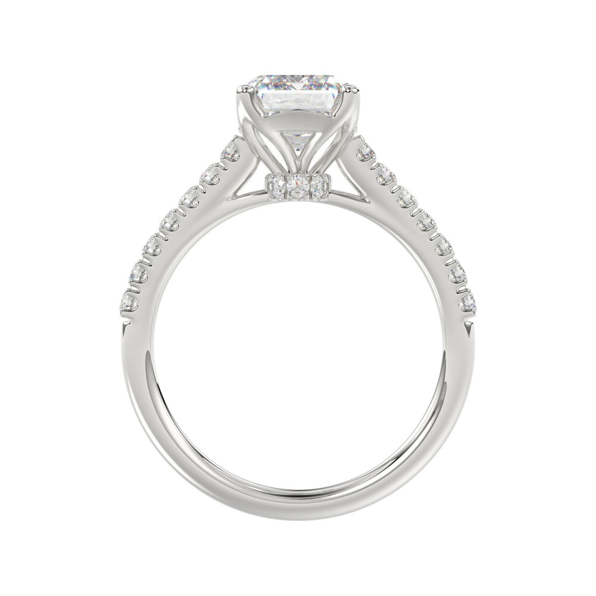 14K WHITE GOLD 5.00CT ROUND/EMERALD DIAMOND LADIES BRIDAL SET (CENTER STONE EMERALD DIAMOND 3.00CT)