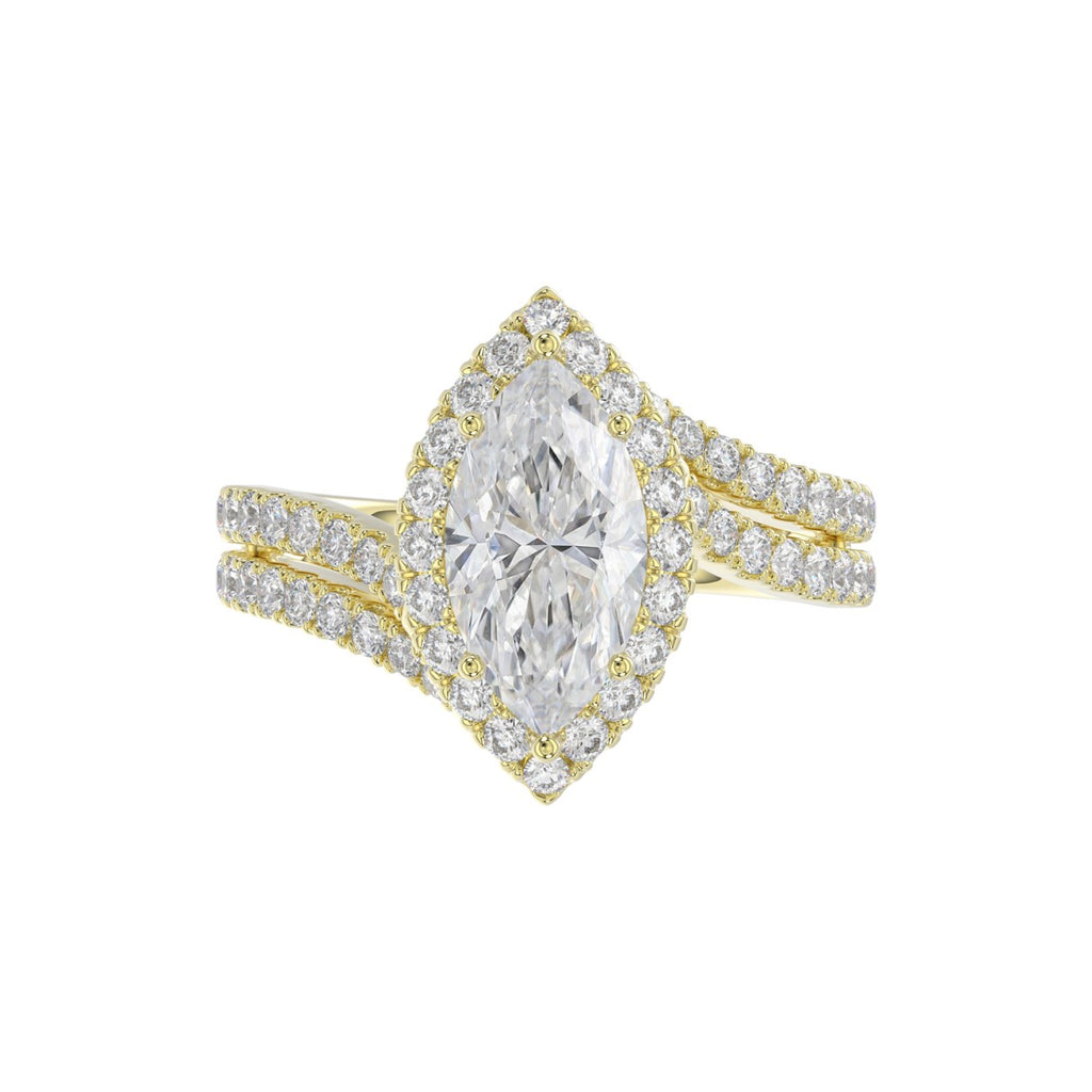 14K YELLOW GOLD 2 3/4CT ROUND/MARQUISE DIAMOND LADIES RING (CENTER STONE MARQUISE DIAMOND 2CT)