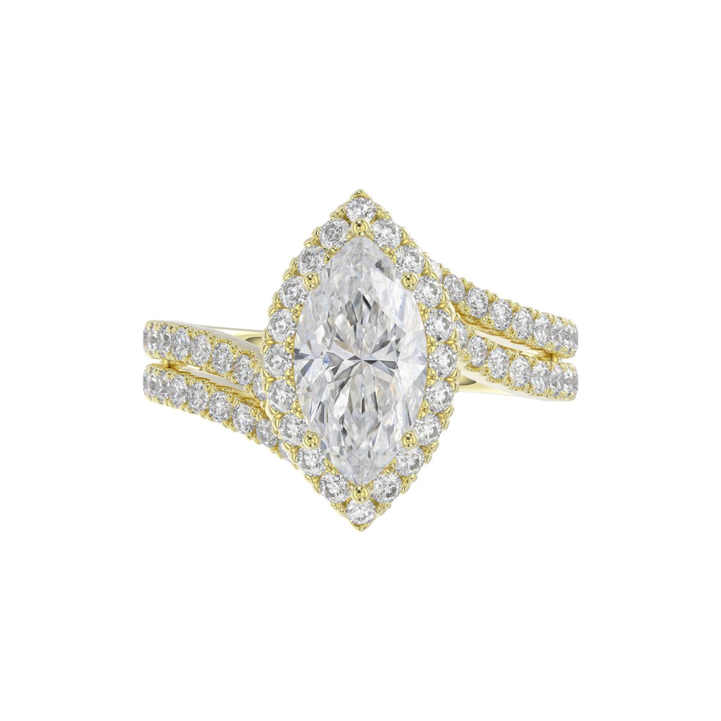 14K YELLOW GOLD 2 3/4CT ROUND/MARQUISE DIAMOND LADIES RING (CENTER STONE MARQUISE DIAMOND 2CT)