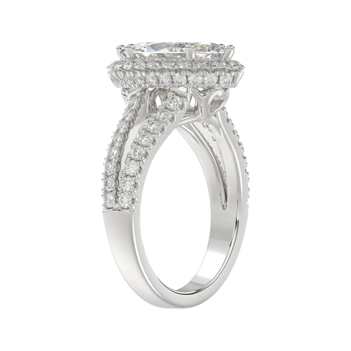 14K WHITE GOLD 3.00CT ROUND/MARQUISE DIAMOND LADIES RING (CENTER STONE MARQUISE DIAMOND 2CT)