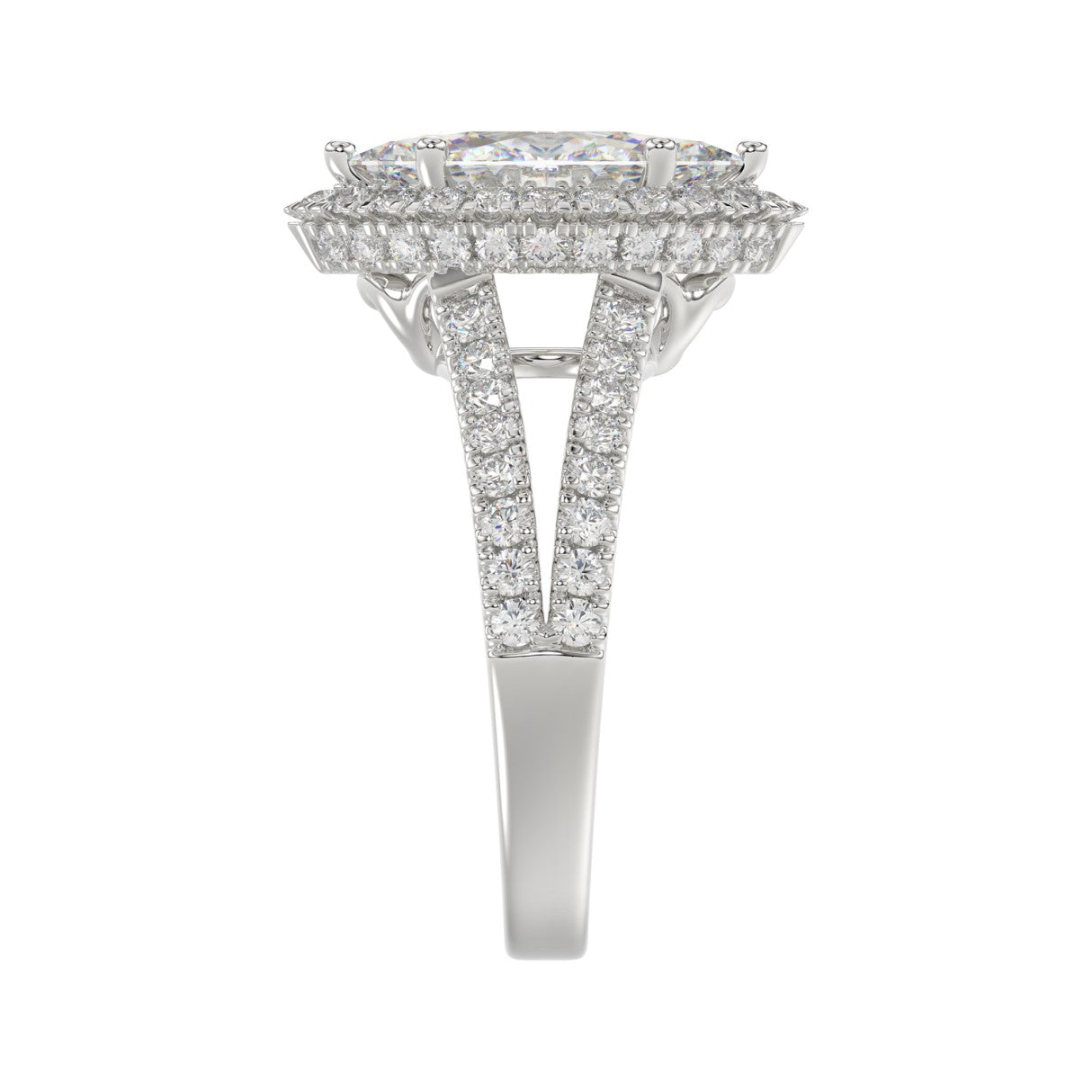 14K WHITE GOLD 3.00CT ROUND/MARQUISE DIAMOND LADIES RING (CENTER STONE MARQUISE DIAMOND 2CT)