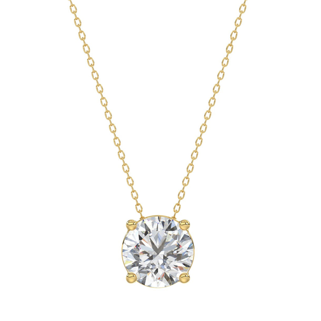 LADIES SOLITAIRE PENDANT WITH UNDER-PASS CHAIN 1 1/2CT ROUND DIAMOND 14K YELLOW GOLD 