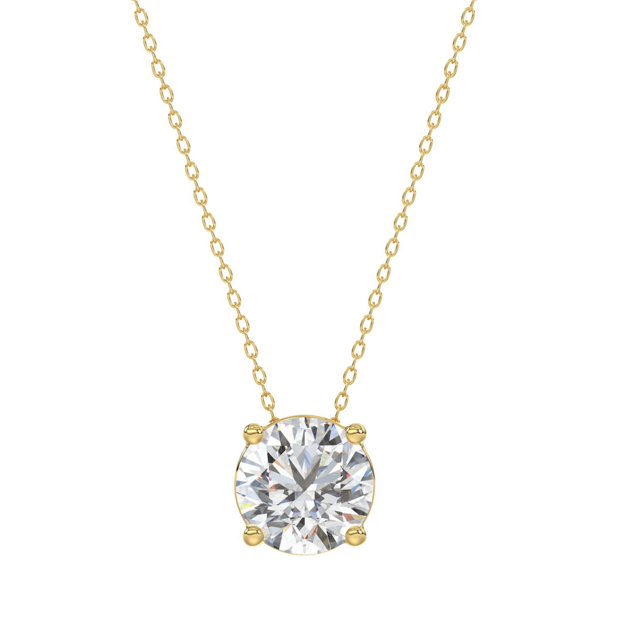 LADIES SOLITAIRE PENDANT WITH UNDER-PASS CHAIN 1 1/2CT ROUND DIAMOND 14K YELLOW GOLD 