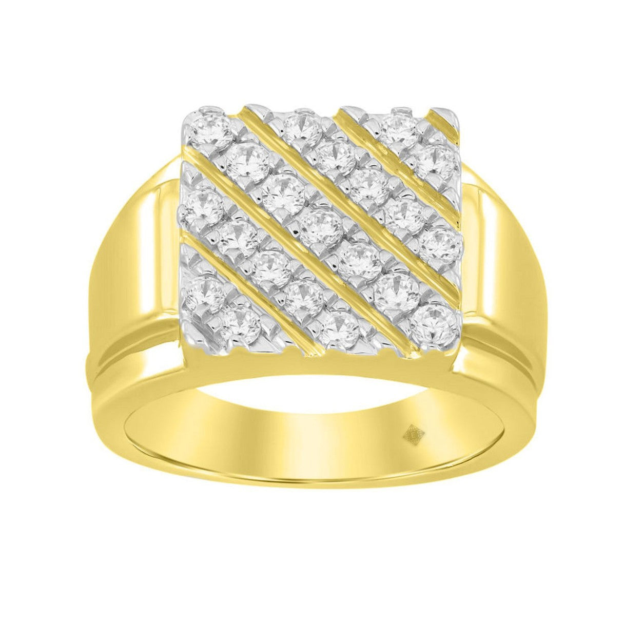 10K YELLOW GOLD 1.00CT ROUND DIAMOND MEN'S RING