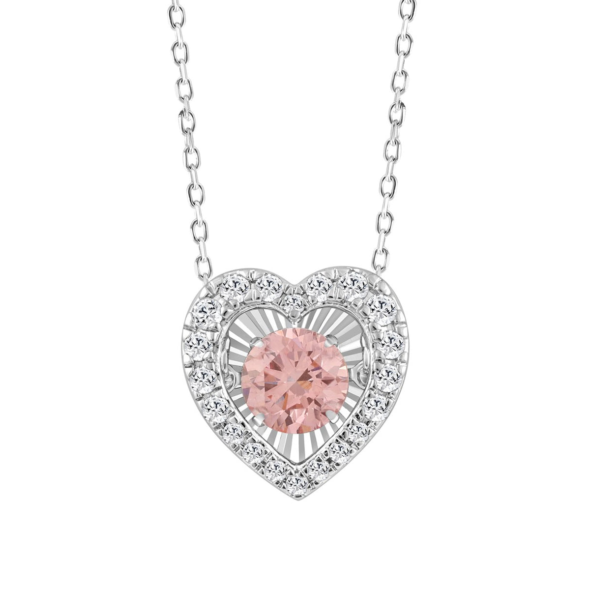 ETERNAL BLUSH COLLECTION 14K WHITE GOLD 1.00CT ROUND DIAMOND LADIES PENDANT (ROUND PINK)