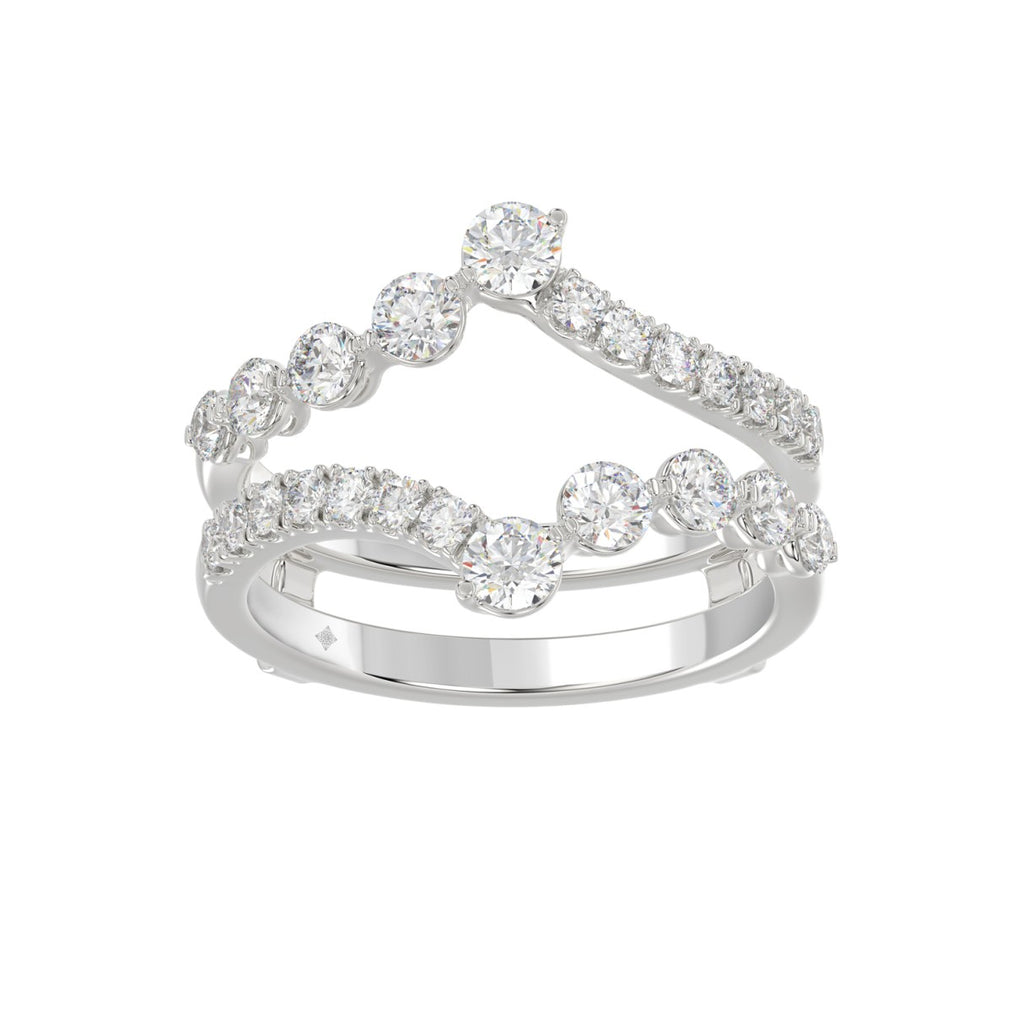 14K WHITE GOLD 1.00CT ROUND DIAMOND LADIES WRAP RING