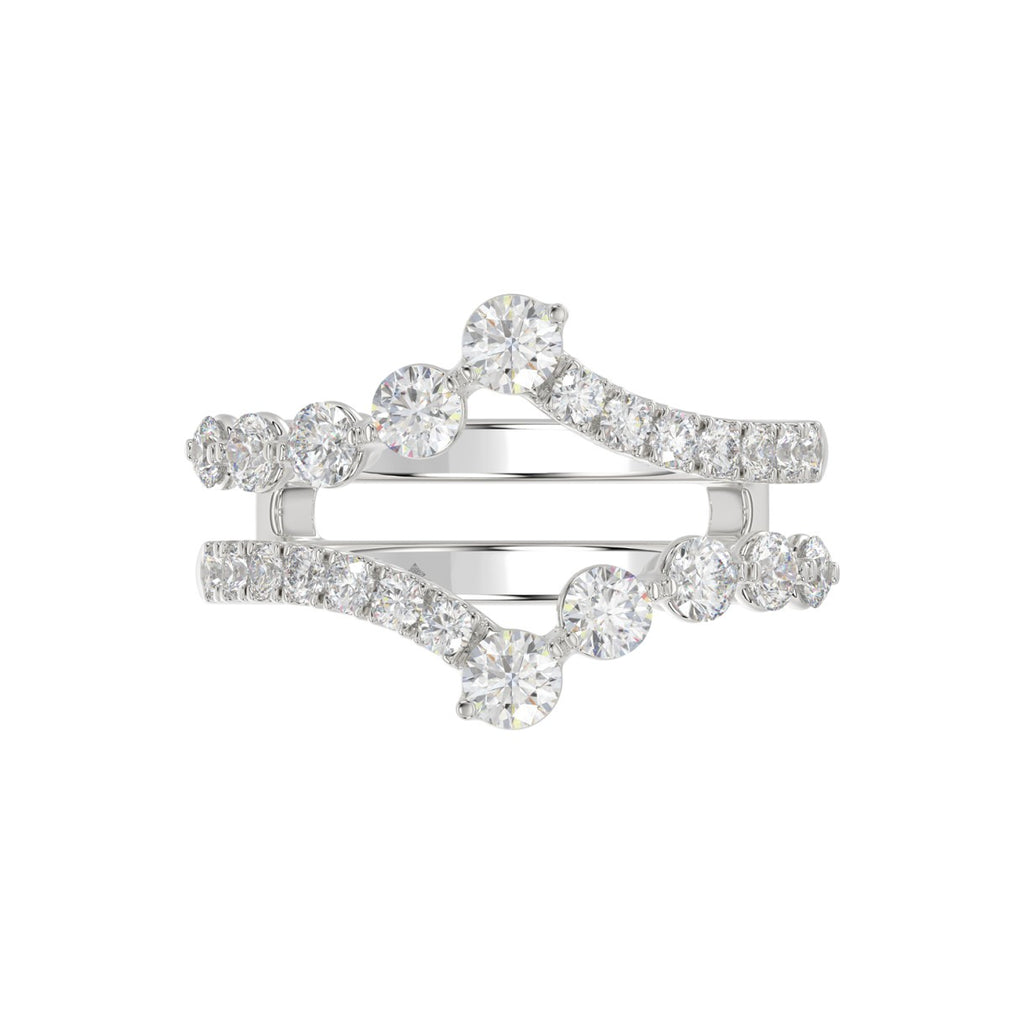 14K WHITE GOLD 1.00CT ROUND DIAMOND LADIES WRAP RING