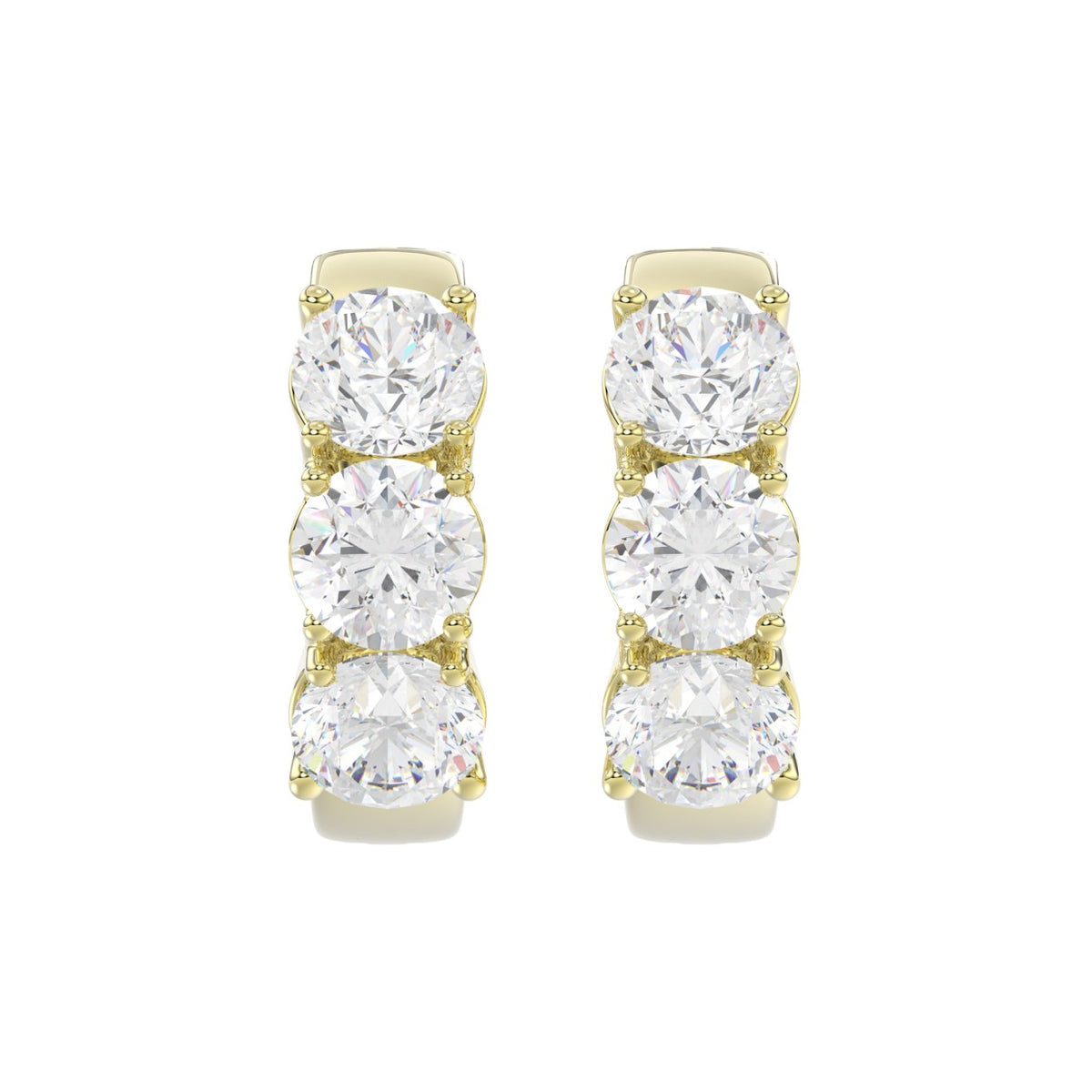 14K YELLOW GOLD 3.00CT ROUND DIAMOND HOOP EARRINGS