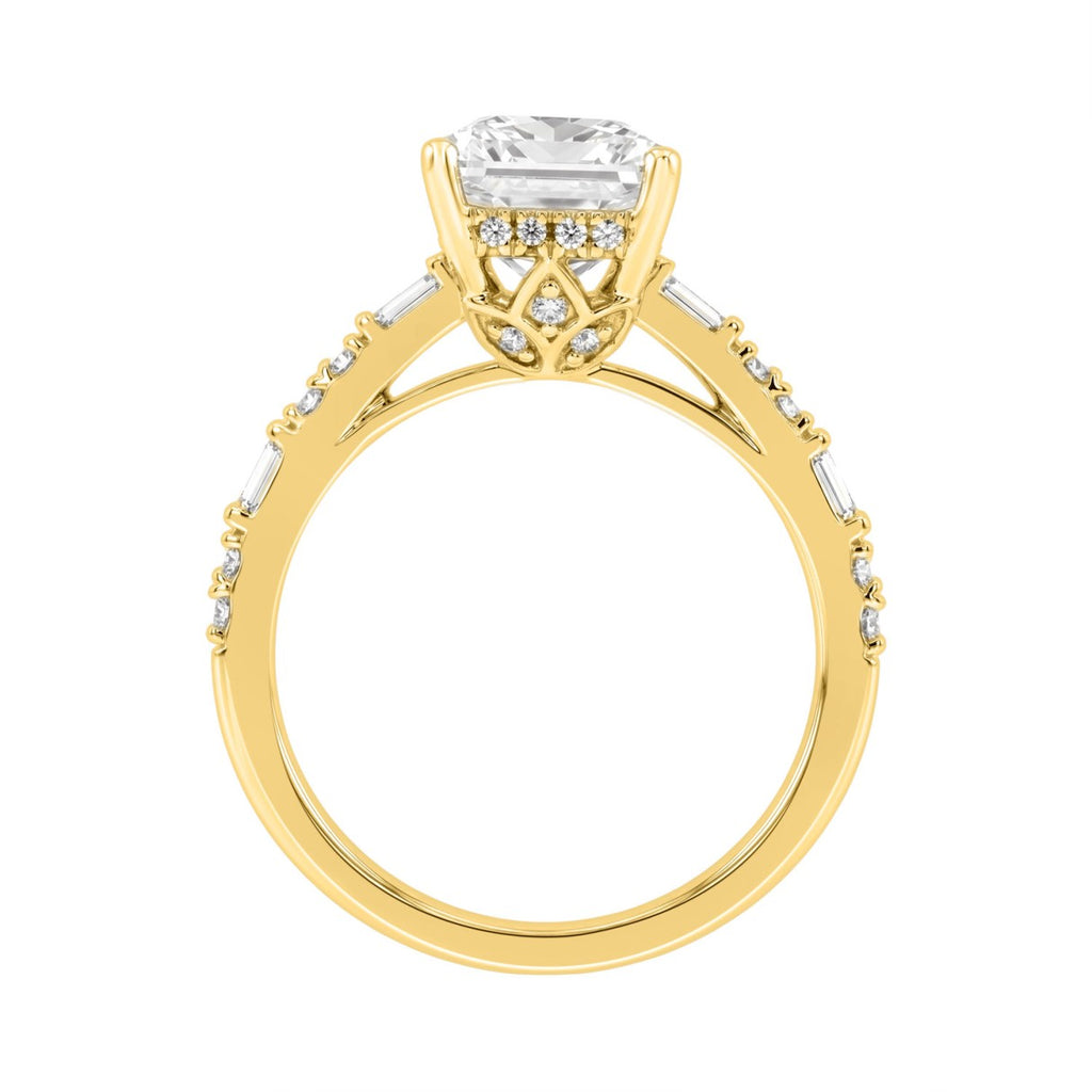 14K YELLOW GOLD 3 1/2CT ROUND/BAGUETTE/RADIANT DIAMOND LADIES RING