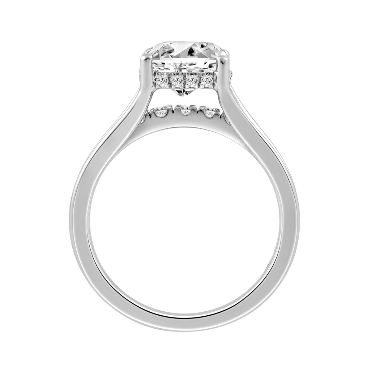 14K WHITE GOLD 2 1/2CT ROUND/CUSHION DIAMOND LADIES RING (CENTER STONE CUSHION DIAMOND 2CT)