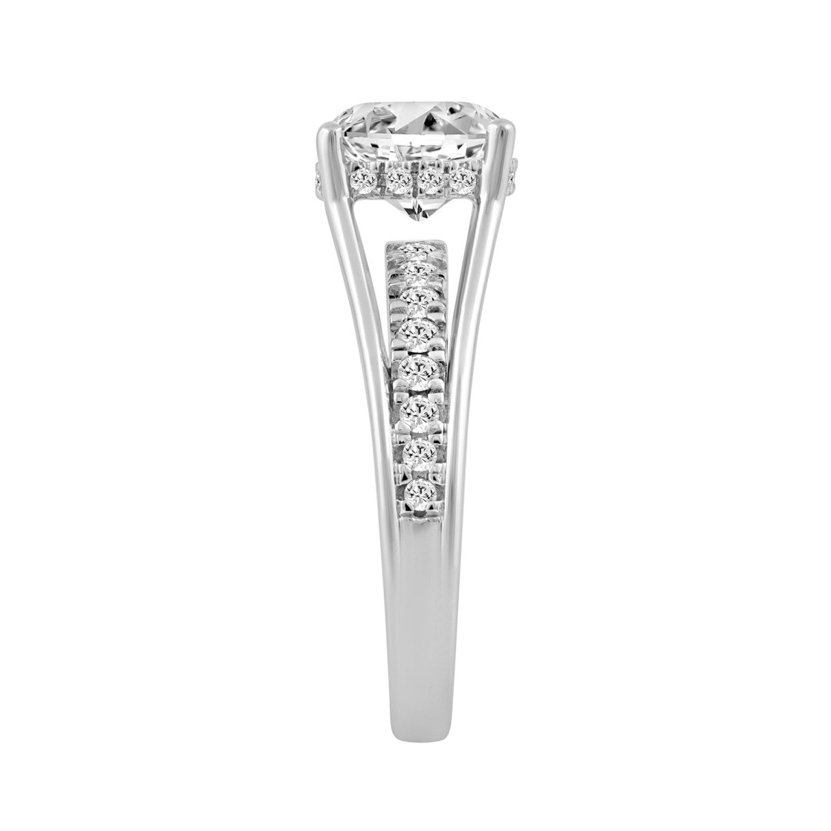 14K WHITE GOLD 2 1/2CT ROUND/CUSHION DIAMOND LADIES RING (CENTER STONE CUSHION DIAMOND 2CT)