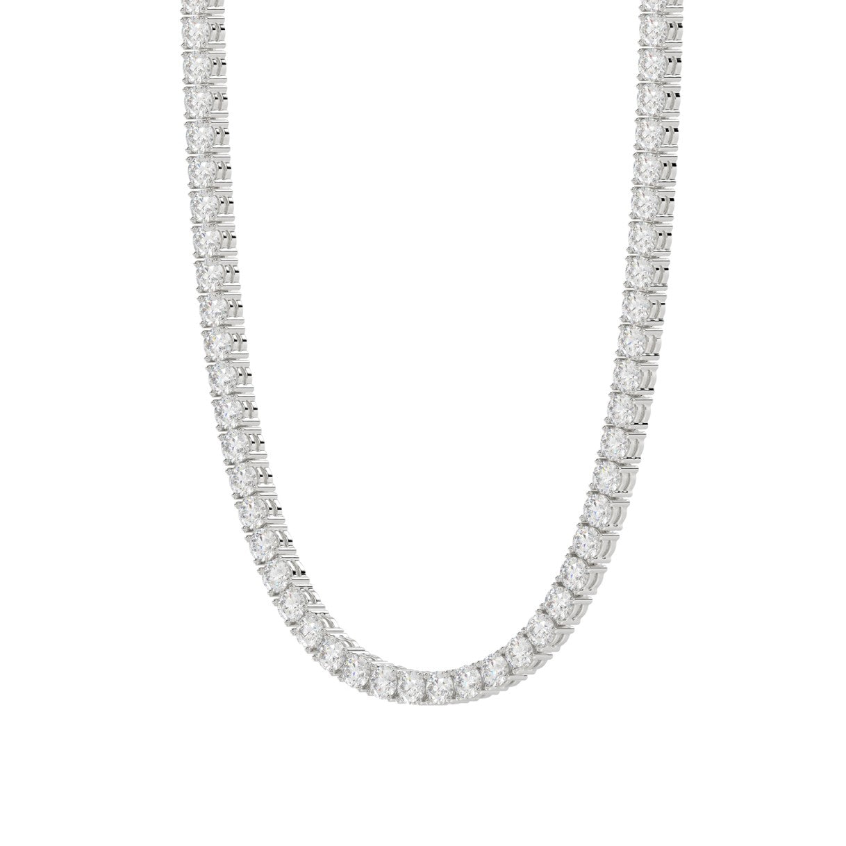 14K WHITE GOLD 4.00CT 16" ROUND DIAMOND LADIES TENNIS NECKLACE