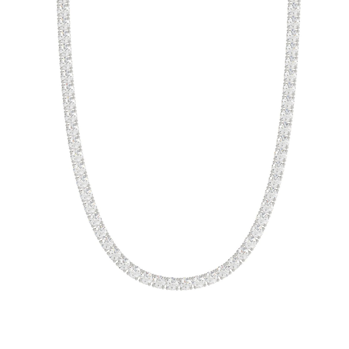 14K WHITE GOLD 7 3/4CT 18" ROUND DIAMOND LADIES TENNIS NECKLACE
