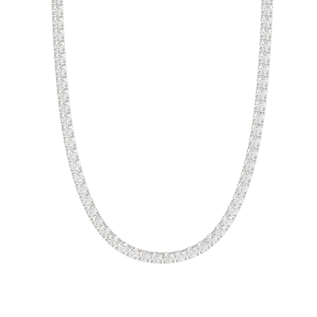 14K WHITE GOLD 7 3/4CT 18" ROUND DIAMOND LADIES TENNIS NECKLACE