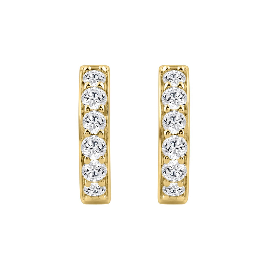 10K YELLOW GOLD 1.00CT ROUND DIAMOND LADIES HOOP EARRING