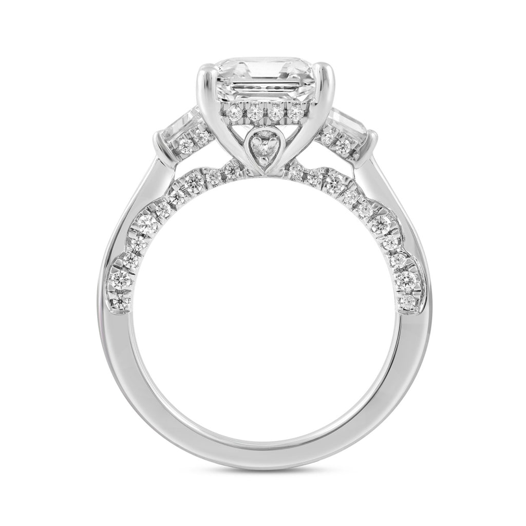 14K WHITE GOLD 4 1/4CT ROUND/RADIANT/BAGUETTE /TRAPEZOID DIAMOND LADIES RING