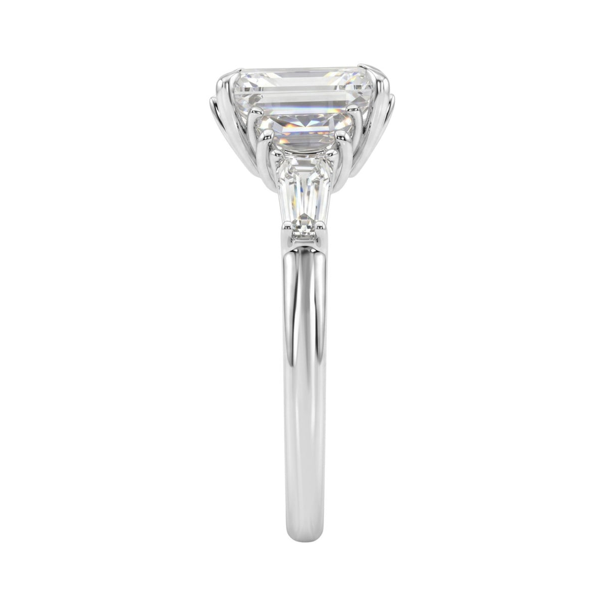 14K WHITE GOLD 4.00CT RADIANT/HALF MOON/TAPER BAGUETTE DIAMOND LADIES RING