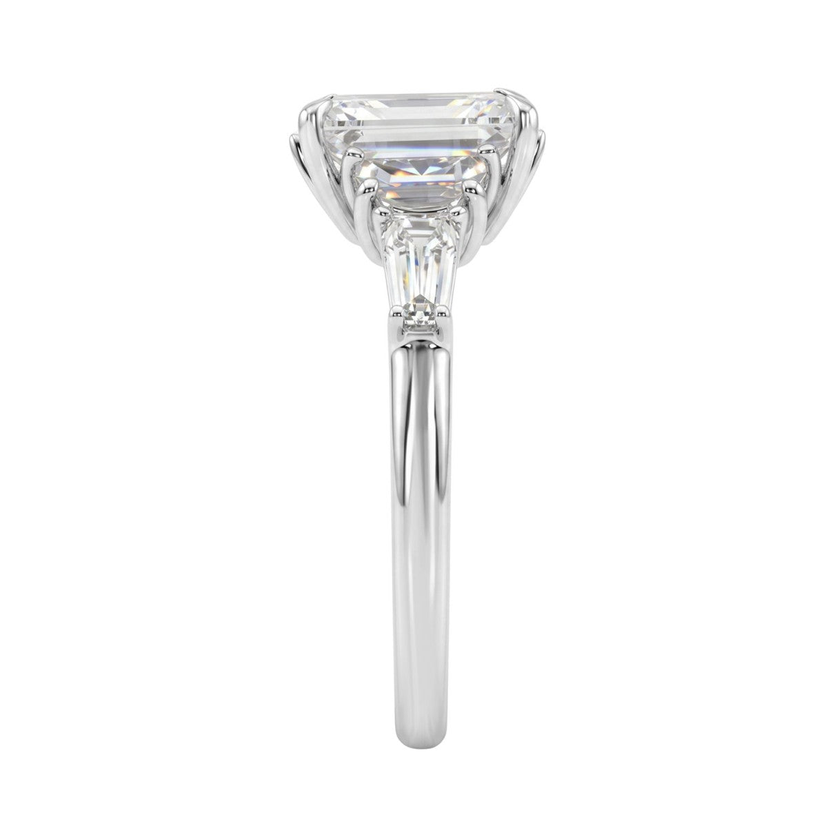 14K WHITE GOLD 4.00CT RADIANT/HALF MOON/TAPER BAGUETTE DIAMOND LADIES RING