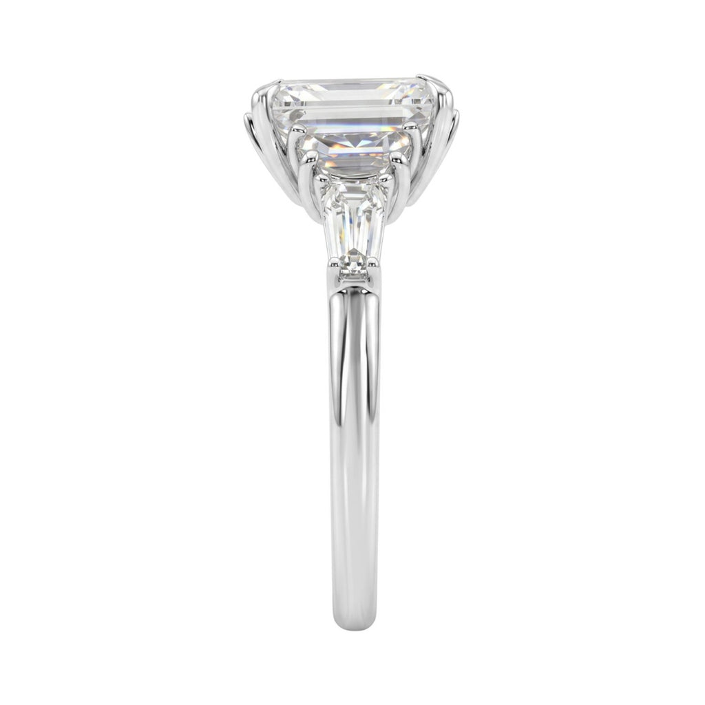 14K WHITE GOLD 4.00CT RADIANT/HALF MOON/TAPER BAGUETTE DIAMOND LADIES RING