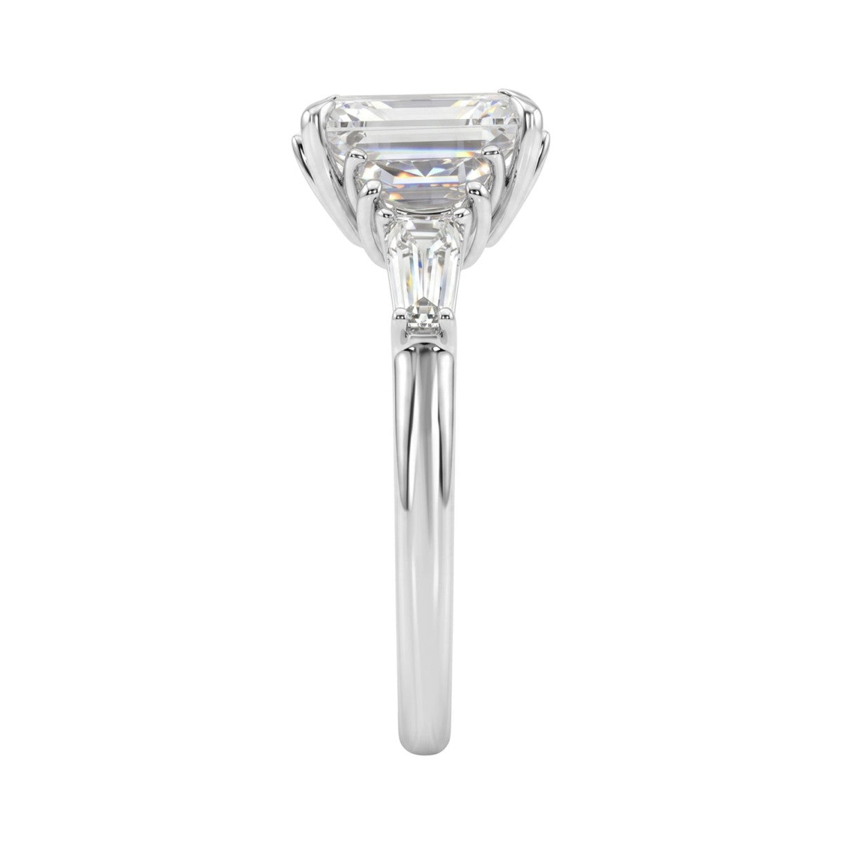 14K WHITE GOLD 4.00CT RADIANT/HALF MOON/TAPER BAGUETTE DIAMOND LADIES RING