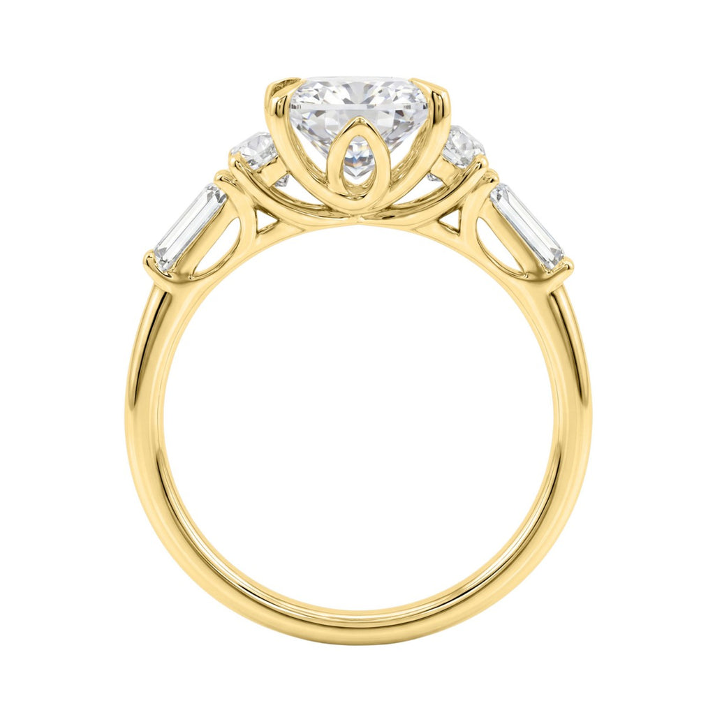 14K YELLOW GOLD 4.00CT RADIANT/HALF MOON/TAPER BAGUETTE DIAMOND LADIES RING