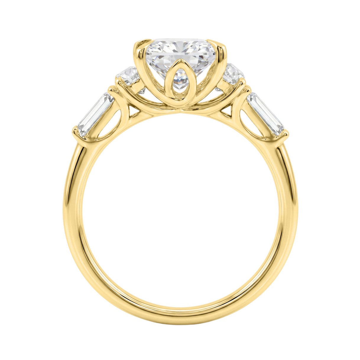 14K YELLOW GOLD 4.00CT RADIANT/HALF MOON/TAPER BAGUETTE DIAMOND LADIES RING