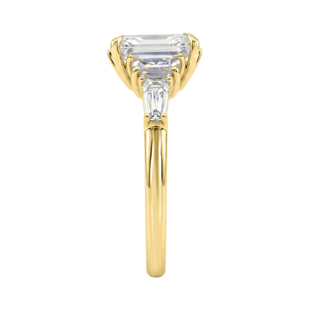 14K YELLOW GOLD 4.00CT RADIANT/HALF MOON/TAPER BAGUETTE DIAMOND LADIES RING