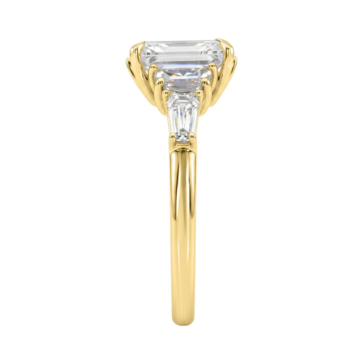 14K YELLOW GOLD 4.00CT RADIANT/HALF MOON/TAPER BAGUETTE DIAMOND LADIES RING