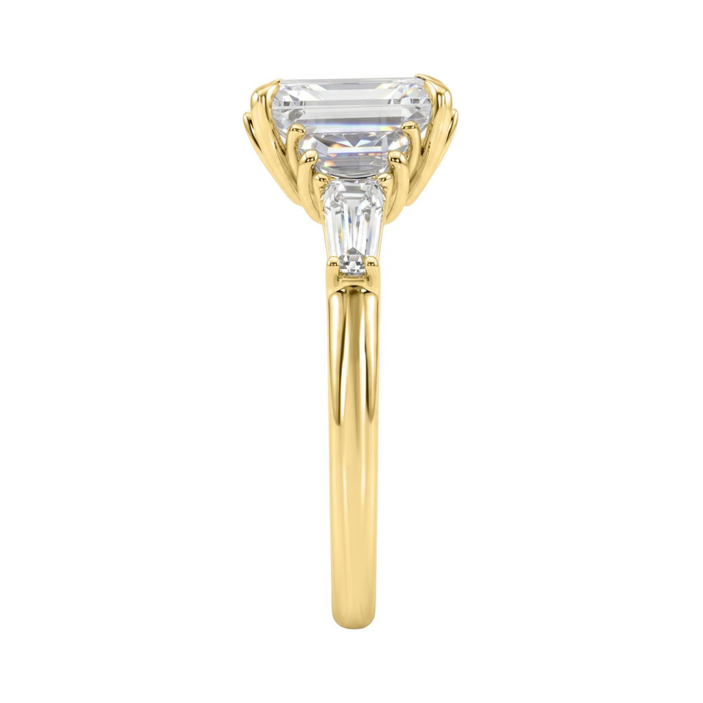 14K YELLOW GOLD 4.00CT RADIANT/HALF MOON/TAPER BAGUETTE DIAMOND LADIES RING