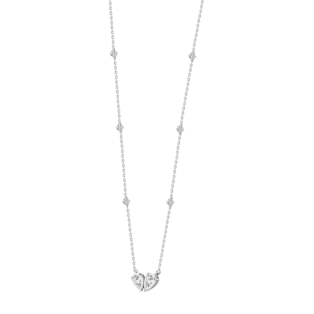 14K WHITE GOLD 2.00CT ROUND/PEAR DIAMOND LADIES NECKLACE