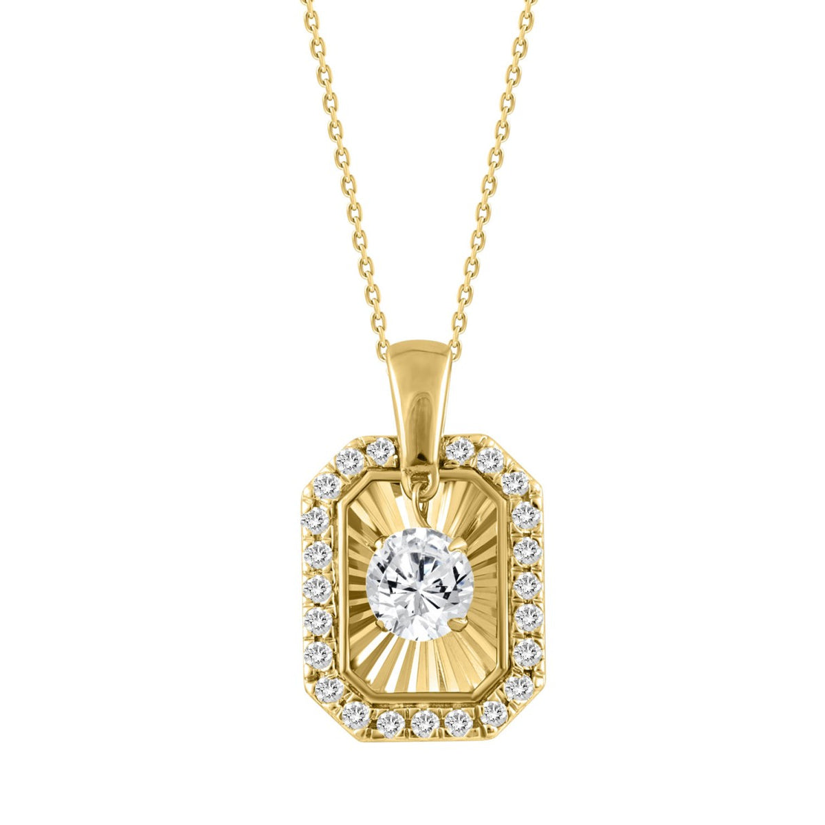 10K YELLOW GOLD 3/4CT ROUND DIAMOND LADIES PENDANT WITH CHAIN