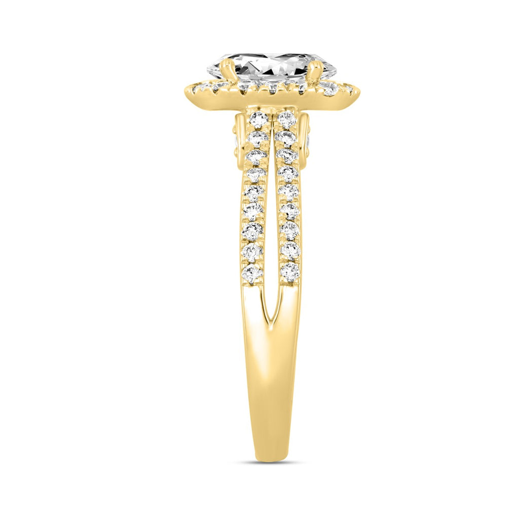 14K YELLOW GOLD 2.00CT ROUND/OVAL DIAMOND LADIES RING (CENTER STONE OVAL DIAMOND 1 1/2CT)