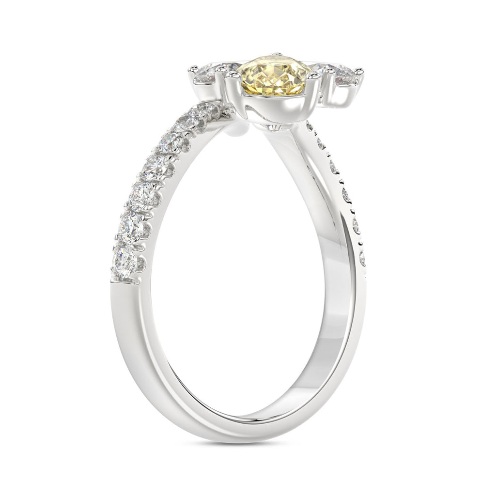 14K WHITE GOLD 1 3/4CT ROUND/PEAR/YELLOW PEAR DIAMOND LADIES RING (CENTER STONE PEAR DIAMOND 1CT)