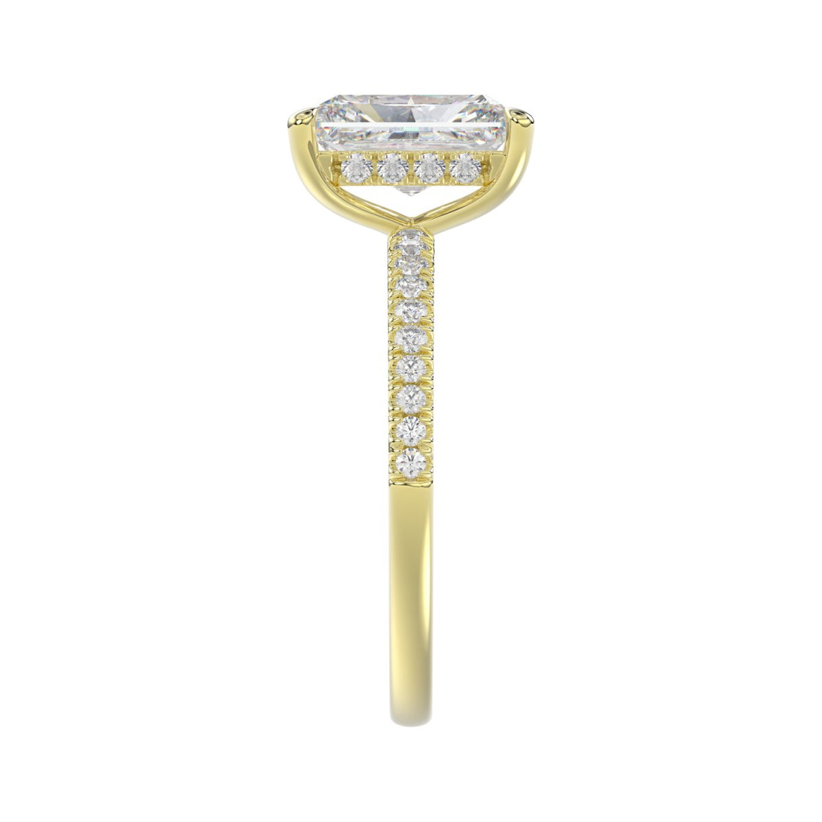 14K YELLOW GOLD 2 1/4CT ROUND/RADIANT DIAMOND LADIES RING (CENTER STONE RADIANT DIAMOND 2CT)