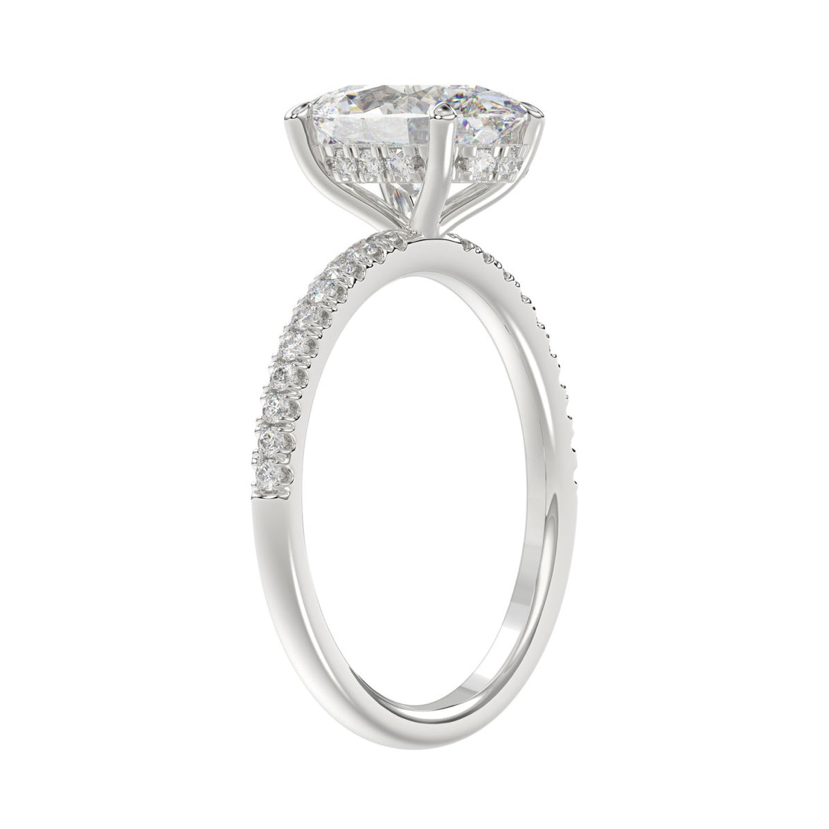 14K WHITE GOLD 2 1/5CT ROUND/OVAL DIAMOND LADIES RING (CENTER STONE OVAL DIAMOND 2CT)