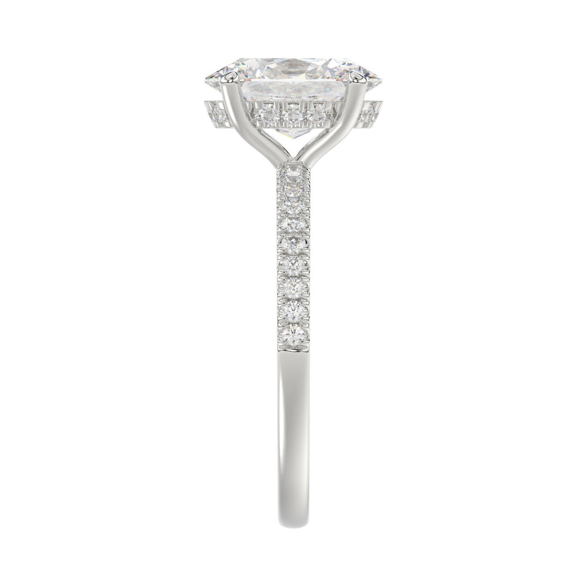 14K WHITE GOLD 2 1/5CT ROUND/OVAL DIAMOND LADIES RING (CENTER STONE OVAL DIAMOND 2CT)