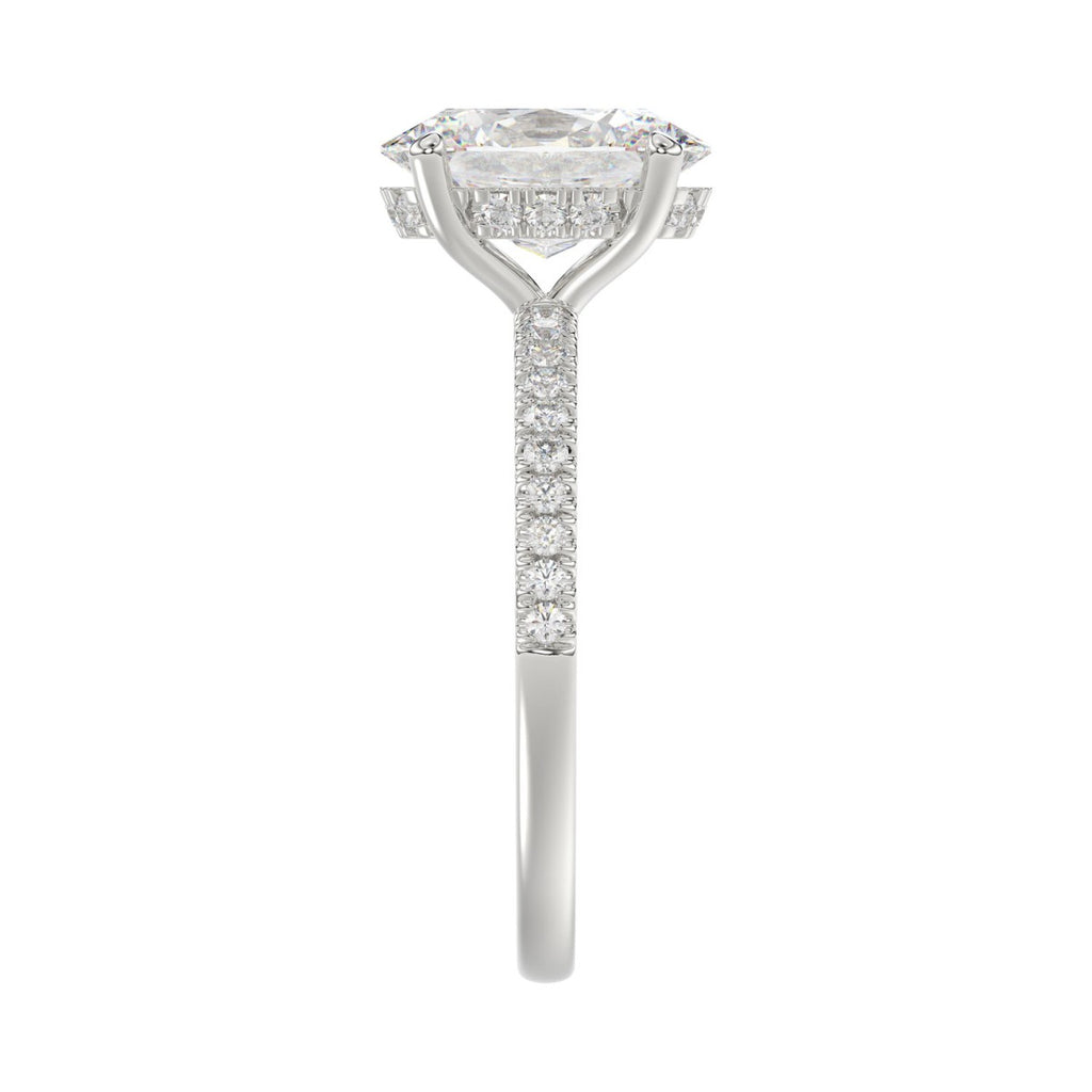 14K WHITE GOLD 2 1/5CT ROUND/OVAL DIAMOND LADIES RING (CENTER STONE OVAL DIAMOND 2CT)