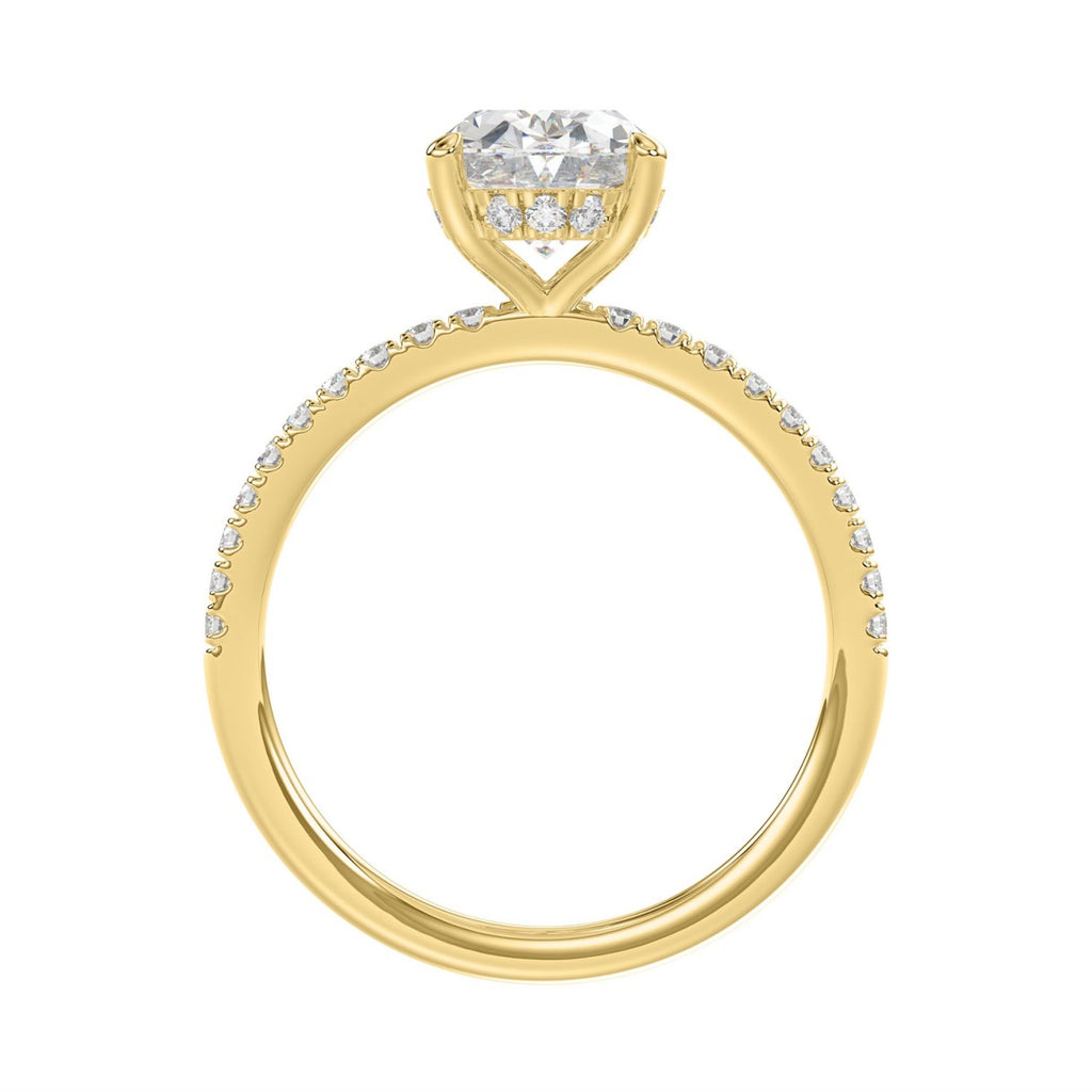 14K YELLOW GOLD 2 1/5CT ROUND/OVAL DIAMOND LADIES RING (CENTER STONE OVAL DIAMOND 2CT)